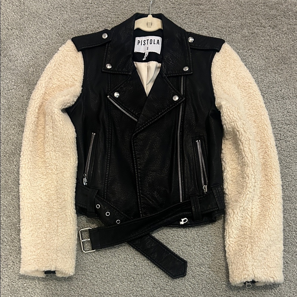 Pistola Black and Cream Moto Jacket